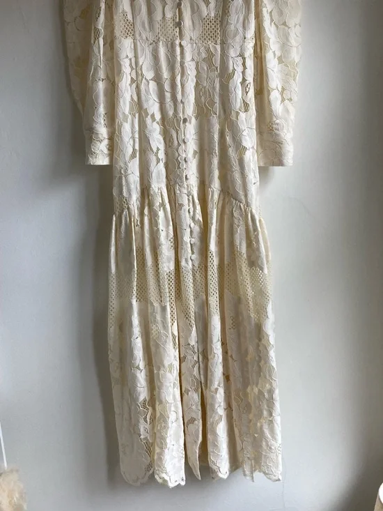 Mr. Larkin The Penny Dress S Small  NWT Ivory Lace V-Neck Long Sleeve Dress - Picture 6 of 12